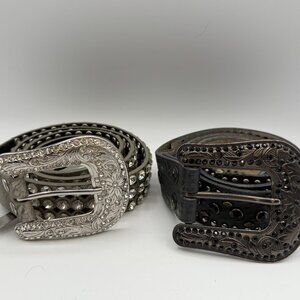 2 Rhinestone Belts with Belt Buckles